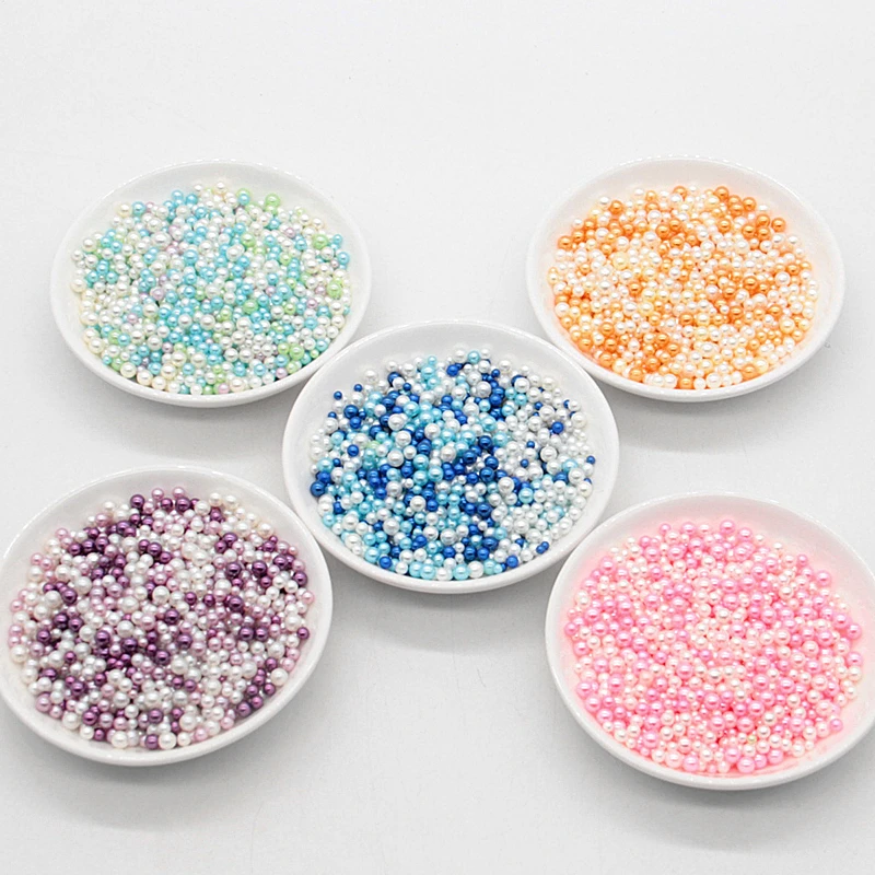 3/4/5mm Mixed ABS Round Imitation Pearls Loose Beads No Hole for DIY Garment Clothing Shoes Beads Accessories Supplies 10g