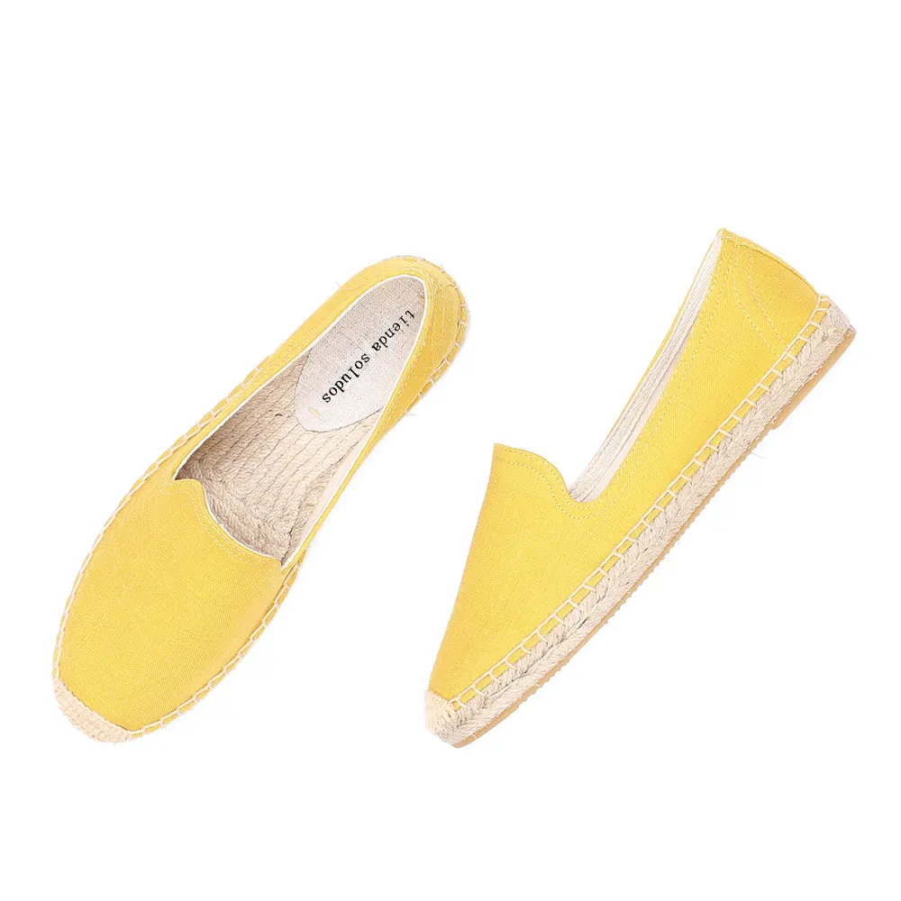 

2021 Direct Selling Real Platform Hemp Rubber Slip-on Casual Solid Zapatillas Mujer Sapatos Womens Espadrilles Flat Shoes