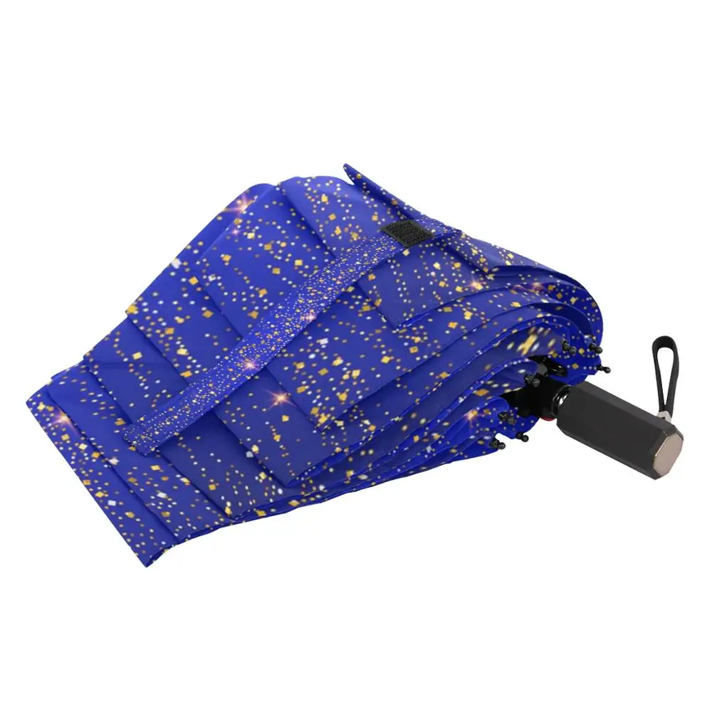 Falling Shiny Particles with Stars Pattern Umbrellas Men Rain Woman Windproof Umbrella Three Folding Non-automatic Umbrella