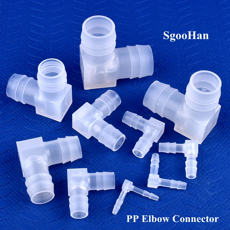 5~200pcs O.D 4~20mm PP Equal Dia Elbow Connectors  Aquarium Fish Tank Pagoda Joint Air Pump Aerator Fittings Medical Hose Joints