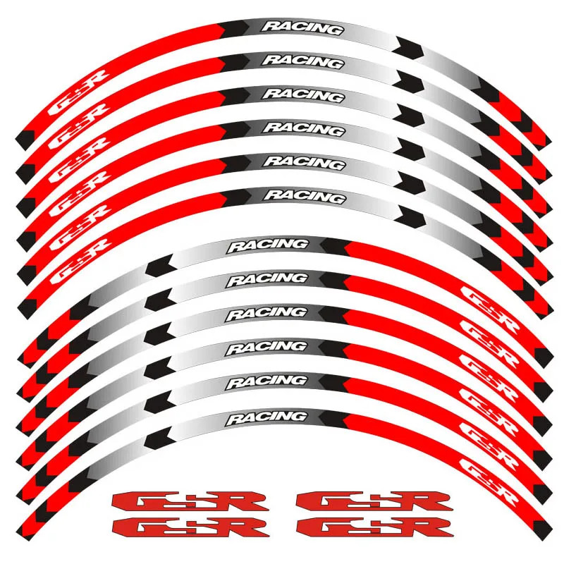 

High quality 12 Pcs Motorcycle Wheel Sticker stripe Reflective decoration decals For Suzuki GSR