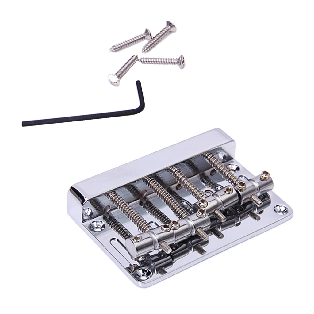 Standard 4 String Electric Bass Guitar BRIDGE Silver 4 Screws 1 Hex Wrench Parts