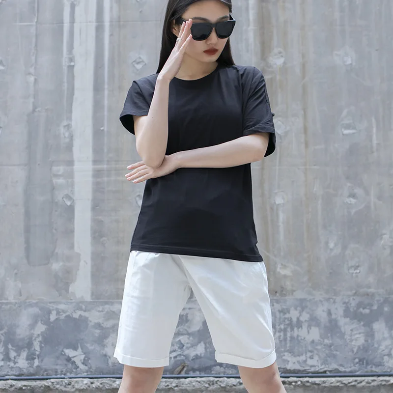 Ladies' Shorts New Summer Classic Black And White Casual Oversized Straight 5-Minute Shorts