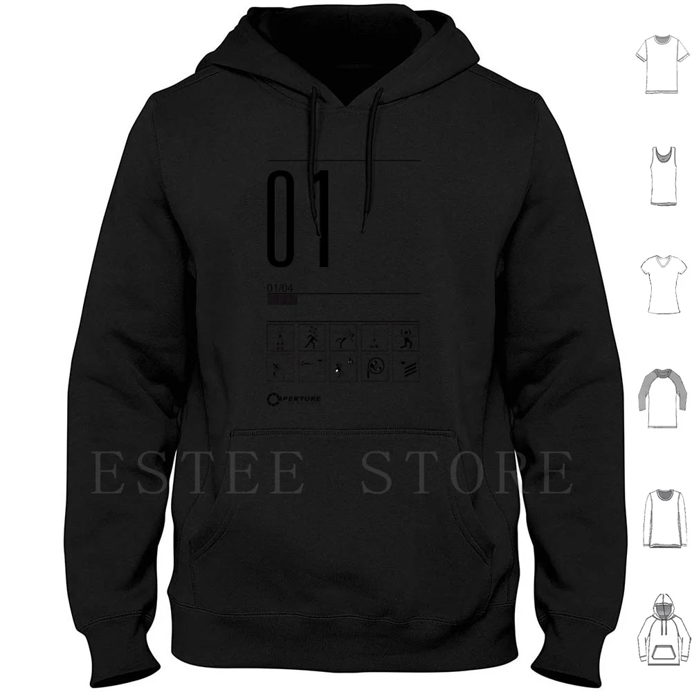 Level 01 Hoodies Long Sleeve Portal 2 Portal Games 2 Puzzle Level Cake Valve Glados Portals Vector Sign Retro Love Gel