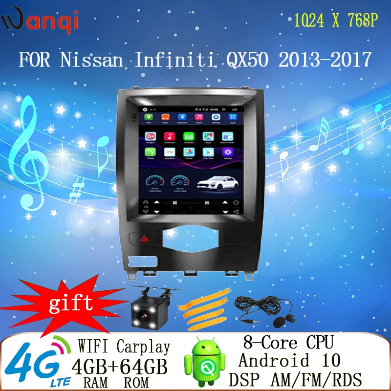 

Radio BT Navigation Stereo Player Android 10.0 9.7 Inch Vertical Tesla Screen GPS Multimedia For Nissan Infiniti QX50 2013-2017