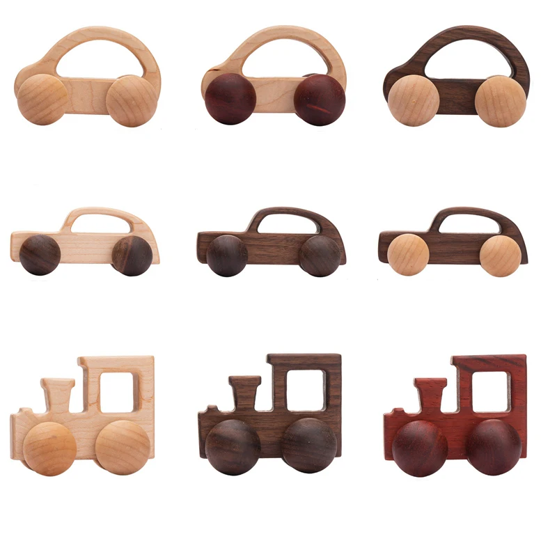 

3PC Baby Wooden Toys Beech Wood Car Blocks Cartoon Van Educational Montessori Toys Children Baby Teething Newborn Birthday Gift