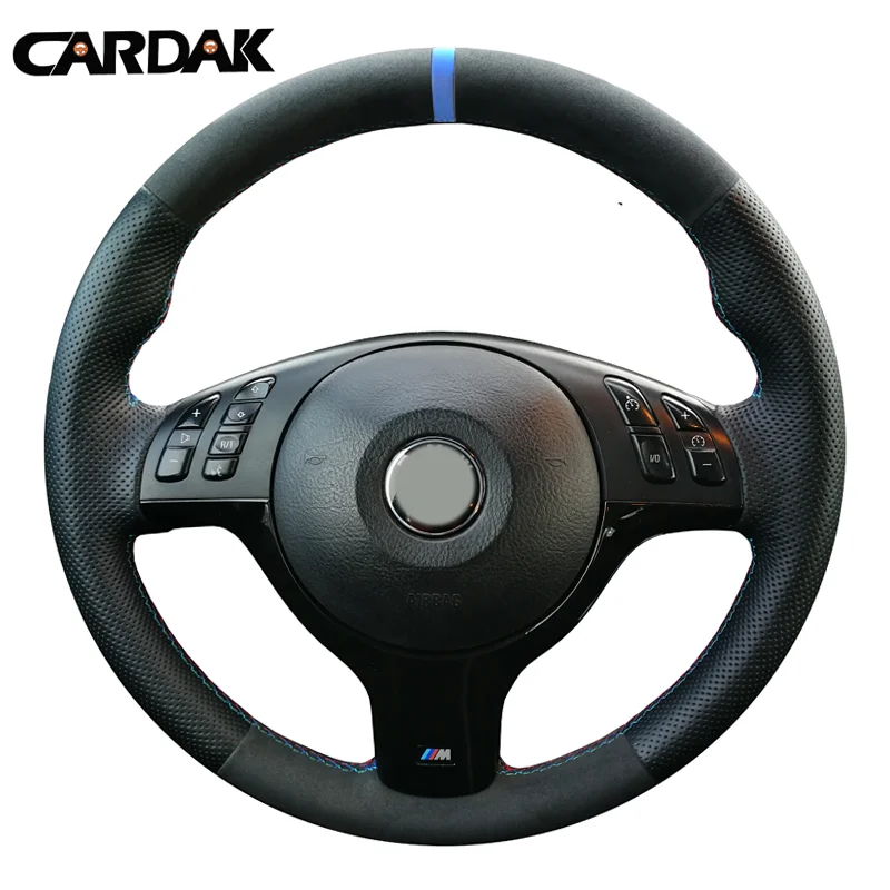 CARDAK Black Artificial Leather Black Suede Car Steering Wheel Cover for BMW M3 330i 540i 525i 530i 330Ci E46 E39 2001-2014