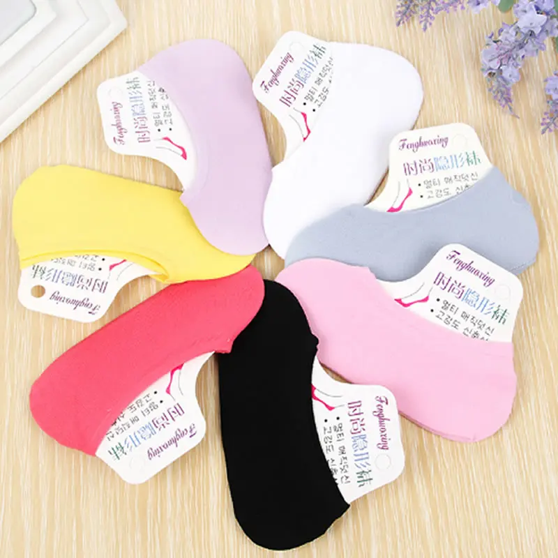 Kẹo Màu Ma Thuật Tất Nữ Ẩn Nhung Chống Trơn Trượt No-Show Sock Người Lớn Trẻ Em Silicon phụ Nữ Mùa Hè Cổ Chân Ẩn Tất