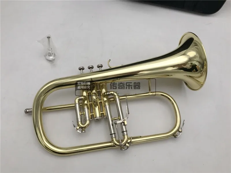 Hot Brand Bach  Flugelhorn Bb Brass Lacquer metal With Case Accessories