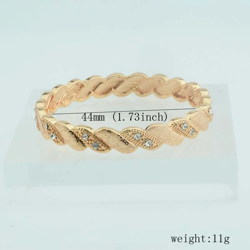 7mm Baby Girls Kids Champagne Gold Color Cubic Zircon Weaving Bangles Closed Jewelry