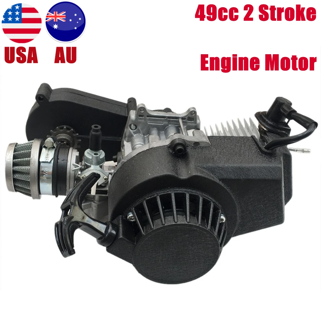 

49cc Motorcycle 2 Stroke Engine Motor & Carb Air Filter Gear Box Mini Dirt Bike ATV Quad Motor Mini Apollo