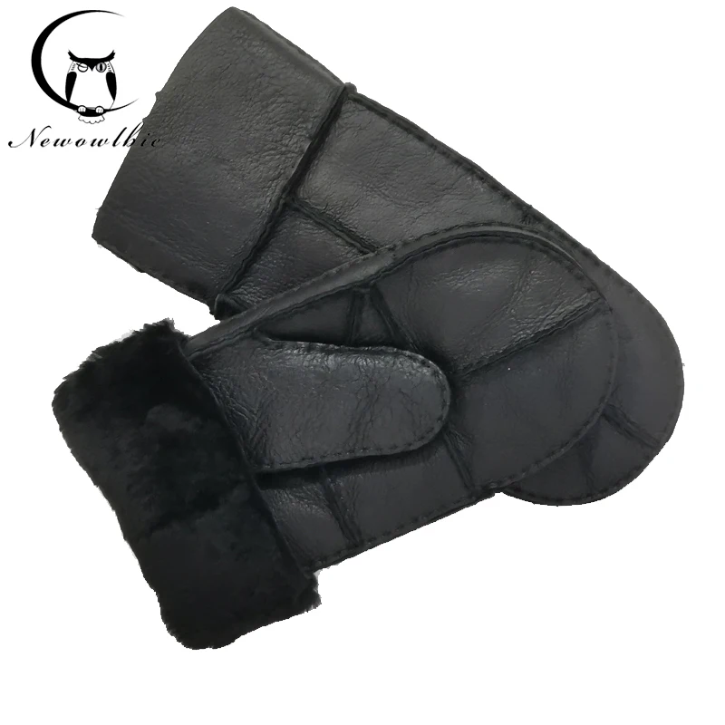 NEW  Handmade Sewing Natural Sheepskin Gloves Working Gloves Winter Sheepskin Gloves Men Warm Wool Thick Gloves