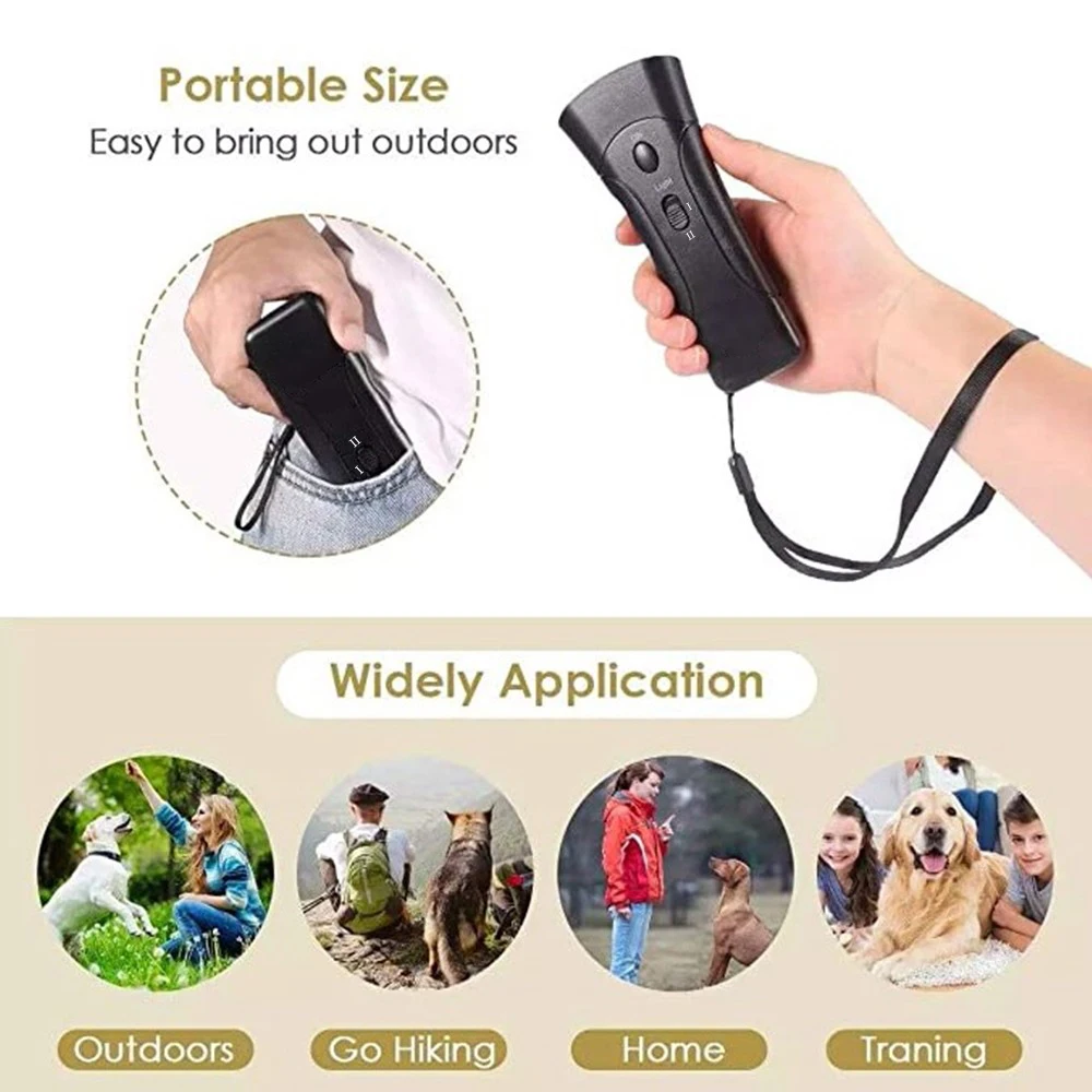 Pet Dog Repeller Aid Anti Barking Stop Bark Repellent Training Device Trainer LED Ultrasonic Aggressive Without Battery