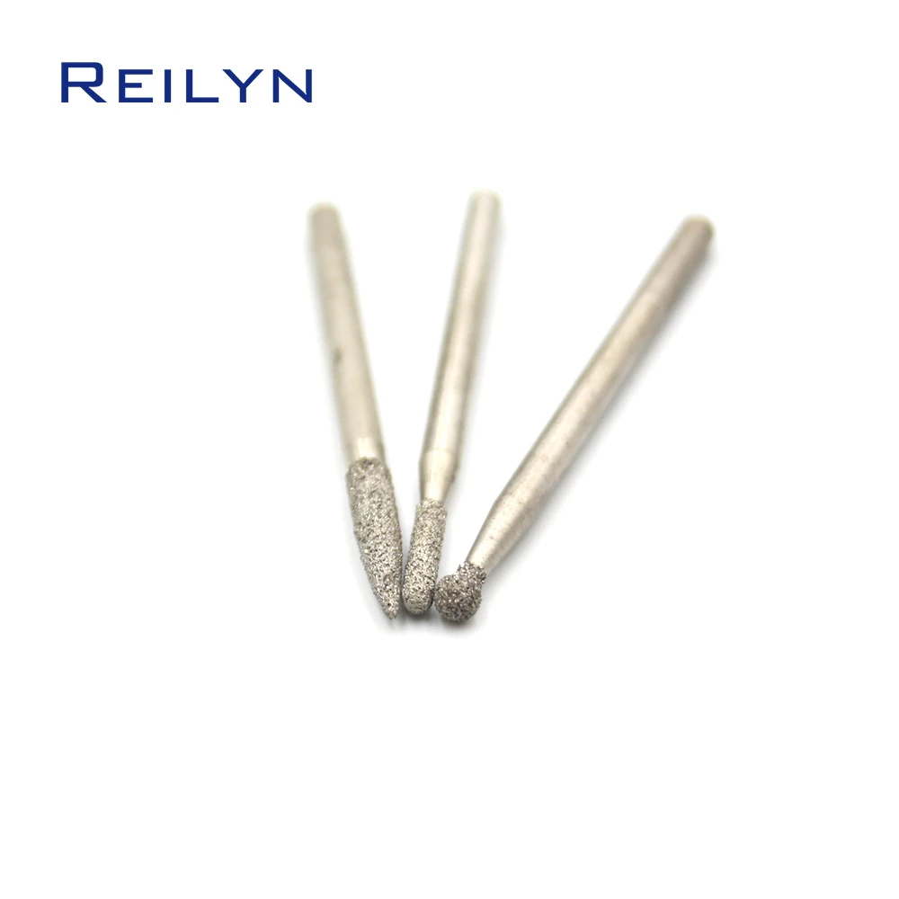 10pcs/Set Grinding Drill Bit Dremel Rotary Tool 3mm 60 Grit Emery Diamond Drill Bit Stripping Polishing for Engraving Machine