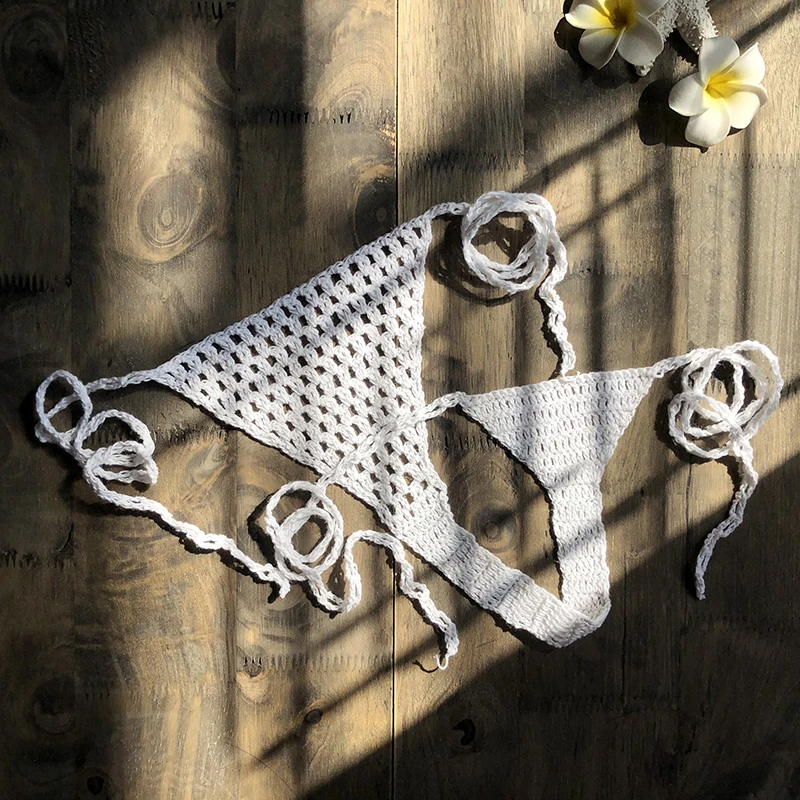 Super Mini Micro G-strings Thongs Hot Sexy Bikini Bottom Hot Women\'s Swimwear Crochet Cotton Brazilian Side String Tie Thong