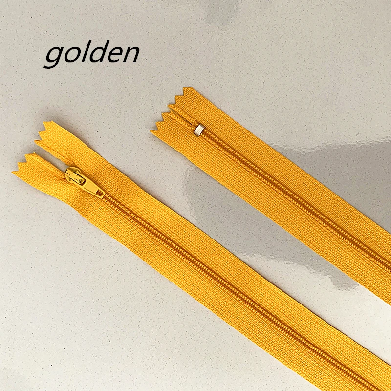 

10 pcs. 10-60 cm (4-24 inches) golden Nylon Zippers Tailor Sewer Craft Crafter's