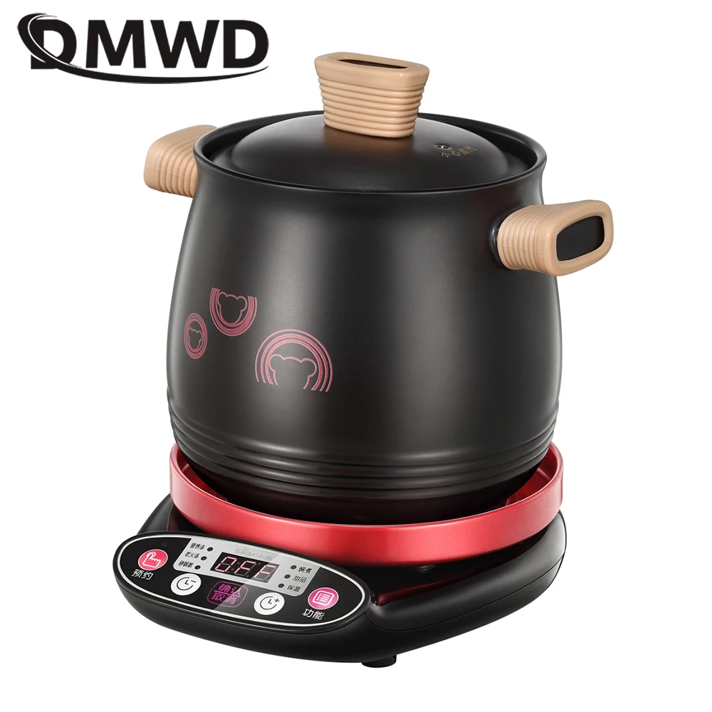 DMWD Household 3.0L Electric Multifunctional cooker Microcomputer Stew soup timing ceramic porridge pot 500W Black