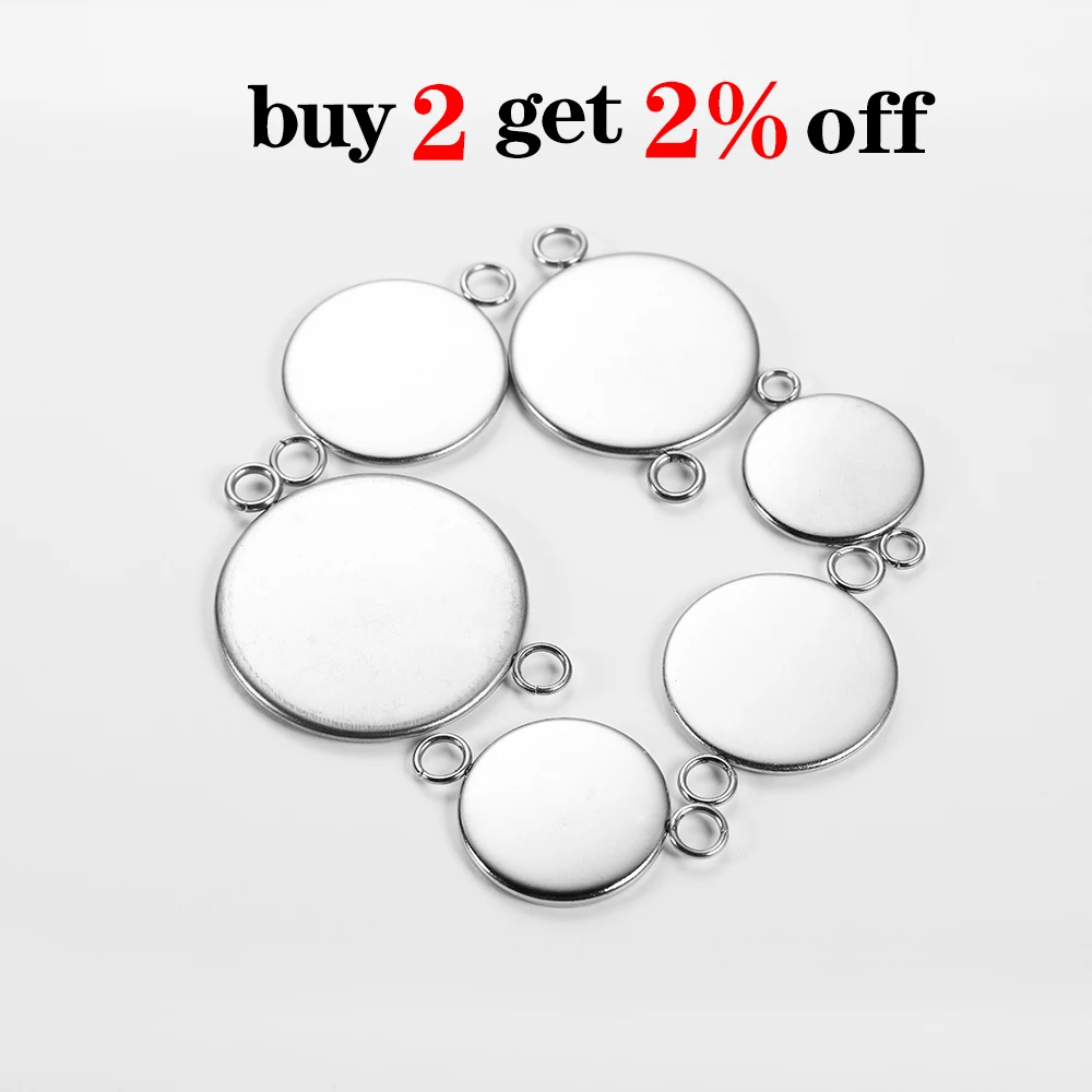 20pcs/Lot Stainless Steel Cabochon Blanks Setting 6-25mm Base Tray Bezels Blank For DIY Bracelet pendant Jewelry Making Supplies image 2