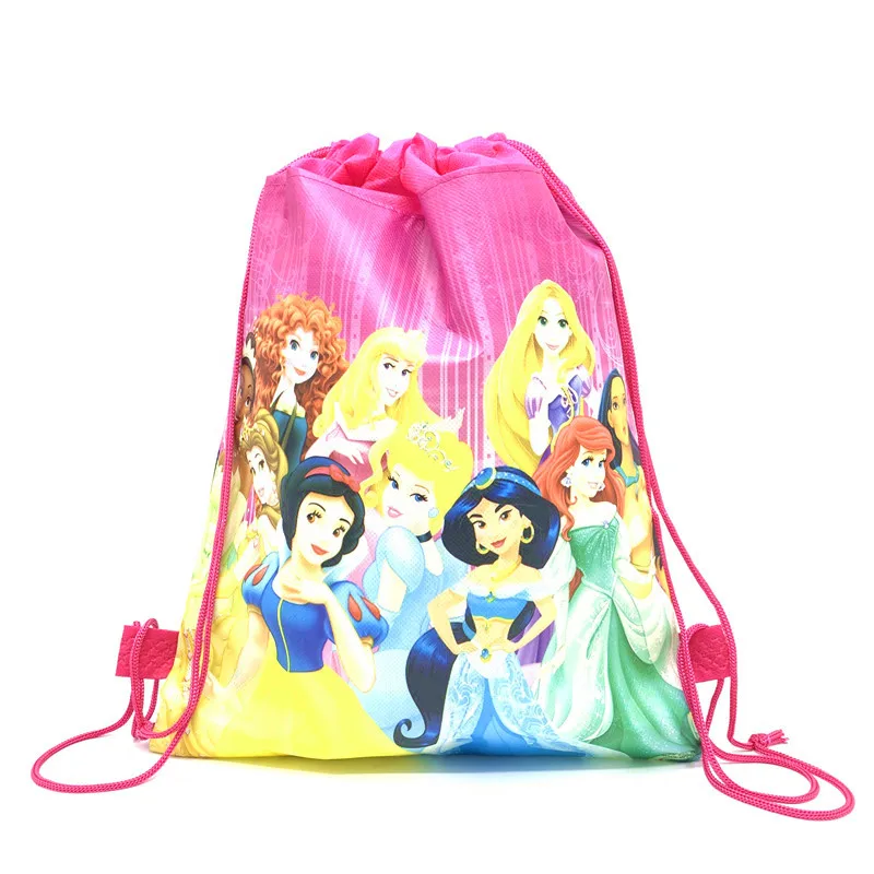 8/16/24/50PCS Six Princess Snow White Disney Drawstring Bags Travel Pouch Belle Cute Bag Cinderella School Backpack Portable