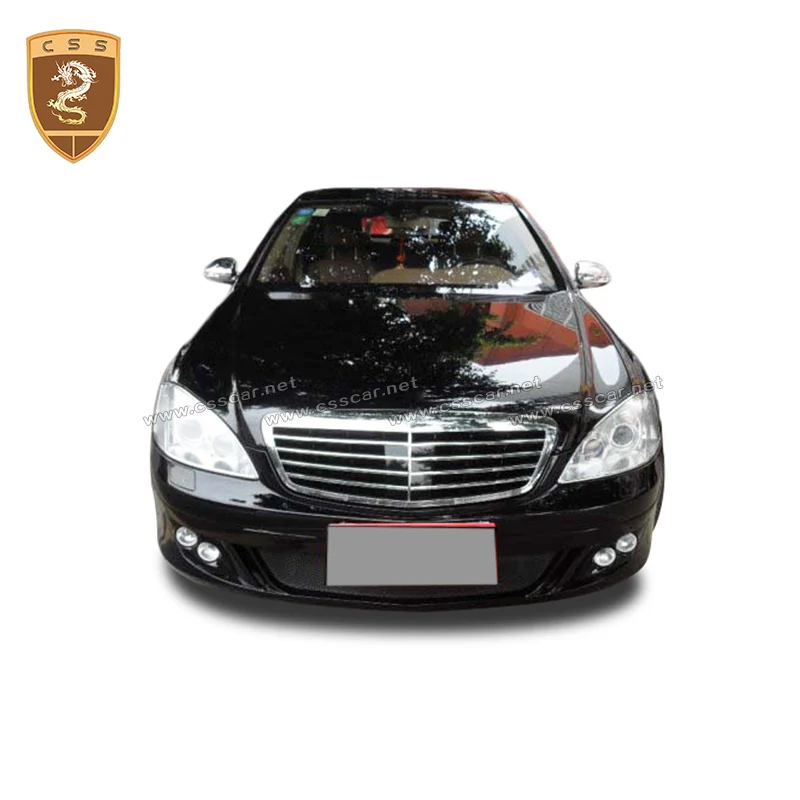 لبنز W221 S فئة طقم الجسم 2006-2012 ترقية BBS نمط الألياف الزجاجية سيارة المصد الأمامي الخلفي الناشر الجانب تنورة تعديل عدة #3