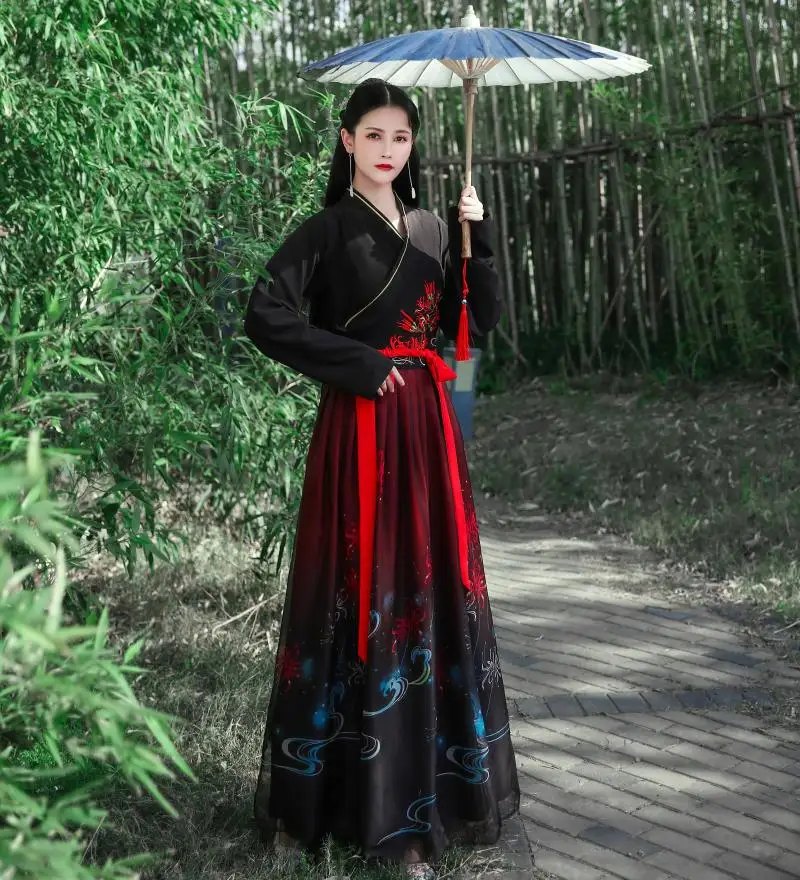 

Plus Size 3XL Hanfu Dress Women Men Ancient Chinese Style Traditional Student Classic School Uniform WuXia Embroidery Costume