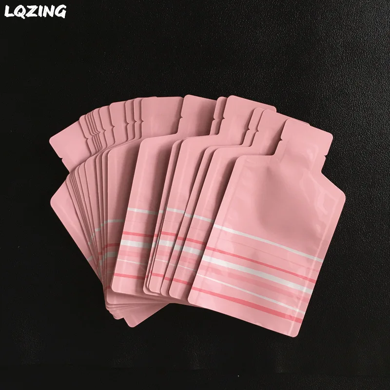 

Pink Smell Proof Foil Bag Bottle Shaped Pouch Powder Liquid Heat Sealed Packing Bags For Makeup Cream Samping Small Wrapping