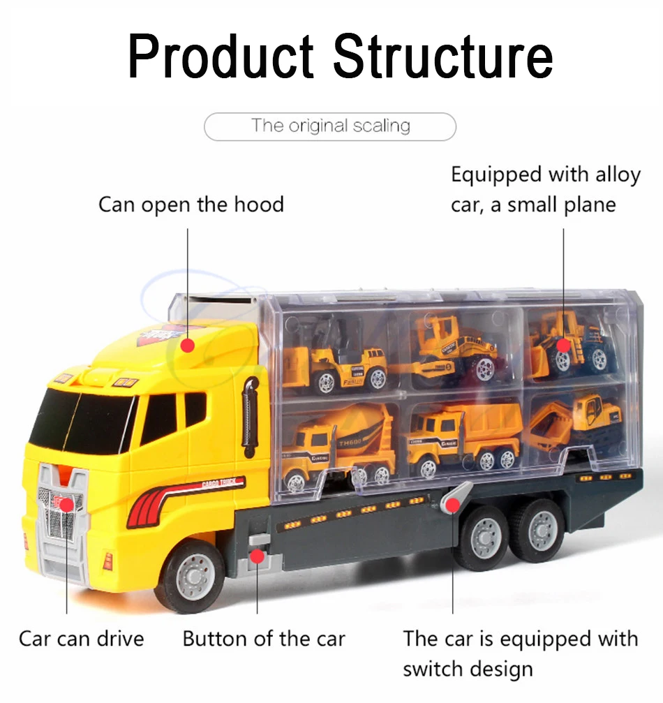 Big Construction Trucks Set 1:64 Scale Toys Mini Diecast Alloy Car Model Engineering Toys Vehicles Carrier Truck Gifts Boys Toys - details 15