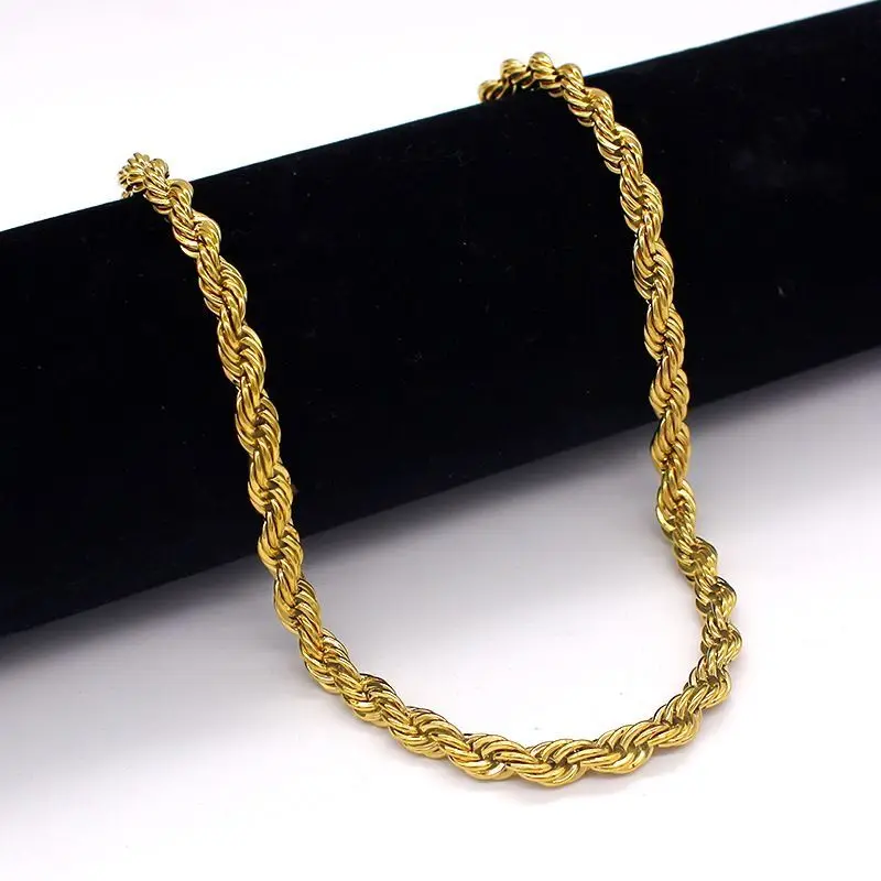 MxGxFam ( Full Size Choice ) Fashion Rope Chain Necklace For Men Women Yellow Gold Plated Lead and Nickel Free