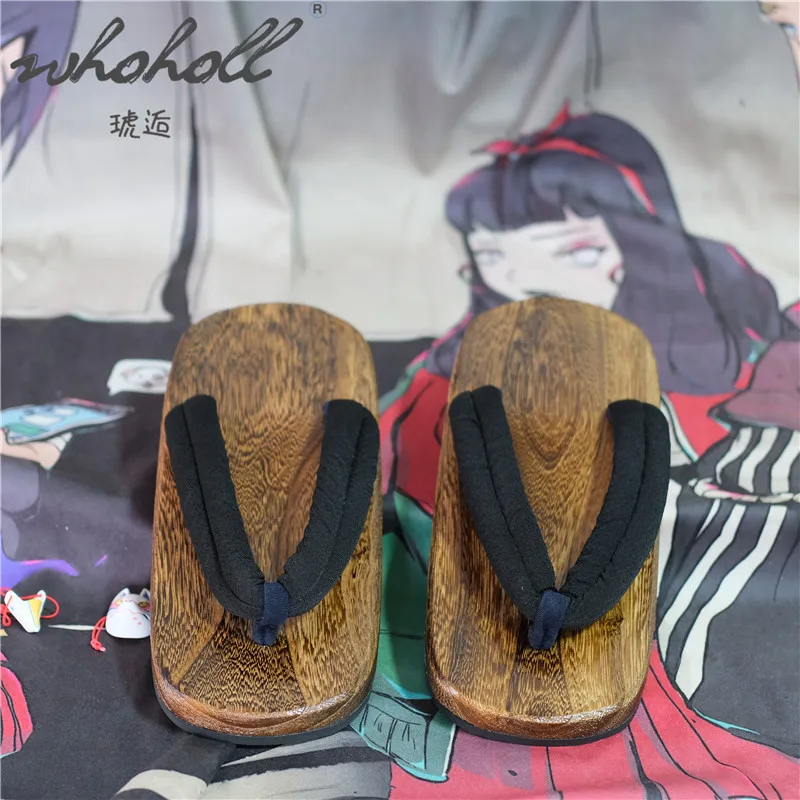 WHOHOLL Geta Summer Man Slippers Japanese Clogs Flip Flops Wood Bottom Flat Slippers Samurai Cosplay Shoes Women Slippers