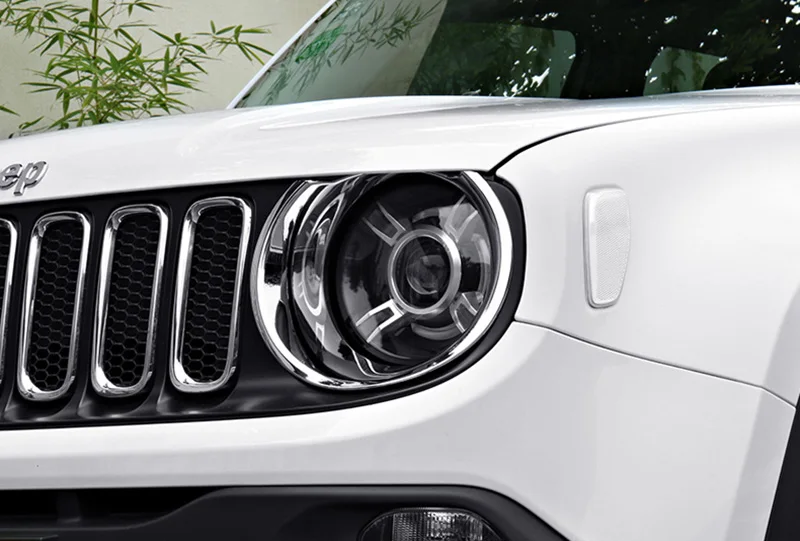 For Jeep Renegade BU 2015-2018 Chrome Head Light Cover Headlight Ring Surrounds Accessories