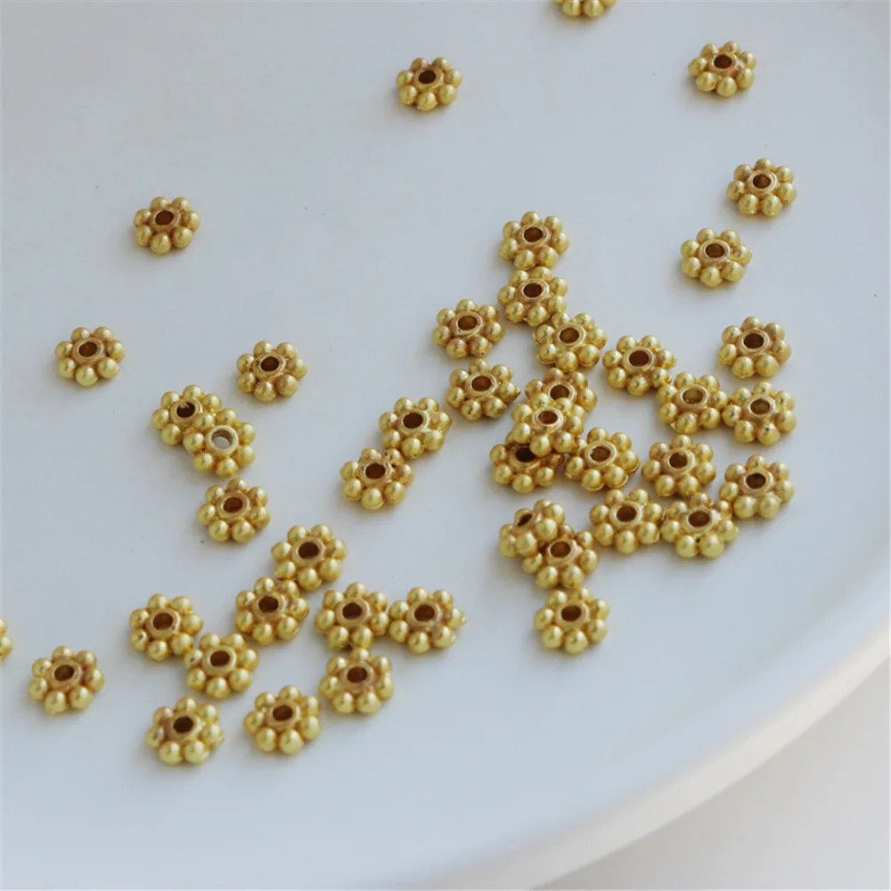 18K dumb gold color snow divider bracelet necklace flower divider DIY accessories antique gold matte light scattered beads