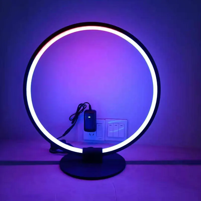 

Nordic RGB Dimming Ring Table Lamps Bar Bedroom Modern Colorful Desk Lamp Bedside Led Bed Night Stand Living Room Light Fixtures
