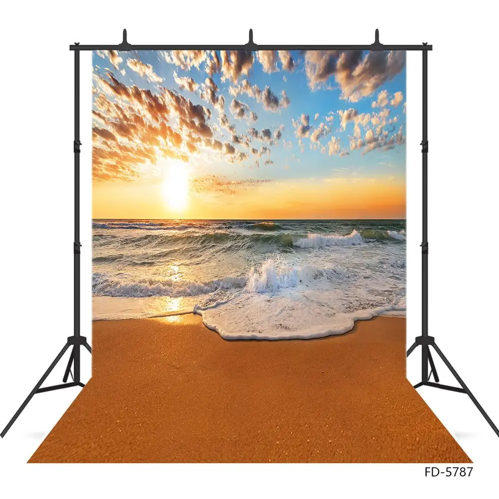 Sea Sandbeach Sunlight Clouds Photography Background Vinyl Backdrop for Children Baby Portrait Scenery Photocall Photo Studio