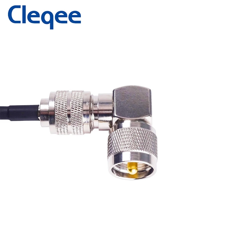 Cleqee-conector de cobre de ángulo recto UHF PL259, conector macho a conector hembra SO239, 1 Adaptador Coaxial RF