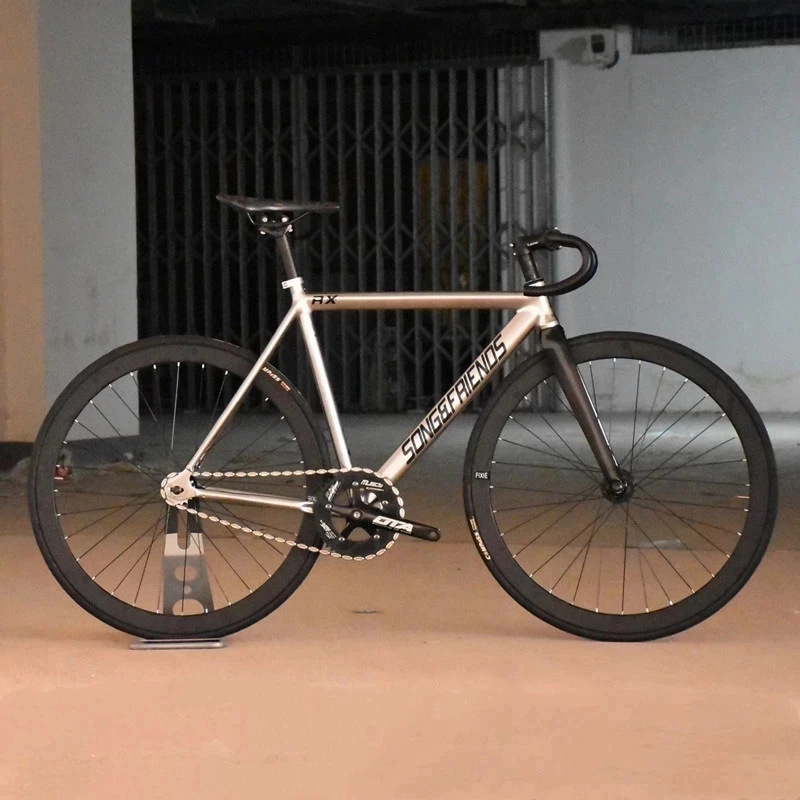 

Fixed Gear Bike 48cm 52cm 56cm Single Speed Track Bicycle Aluminum Alloy Frame 40mm Wheel Carbon Customizable Fiber Fork