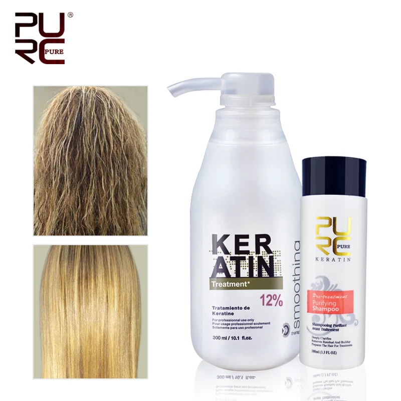 

2020 PURC Brazilian keratin 12% formalin 300ml keratin treatment shampoo Straightening hair repair damage hair keratin for hair