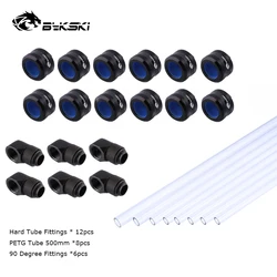 Bykski Computer Water Cooling Build Fittings Kit OD12 14 16MM PETG Hard Tube,Silver,Black,Gold,White,G1/4 