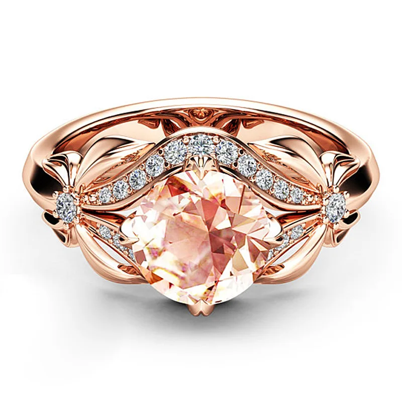 Vintage Diamond 18K Rose Gold Ring Gemstone Wedding Ring for Women pure topaz bague anel Jewelry anillos de Bizuteria Gemstone