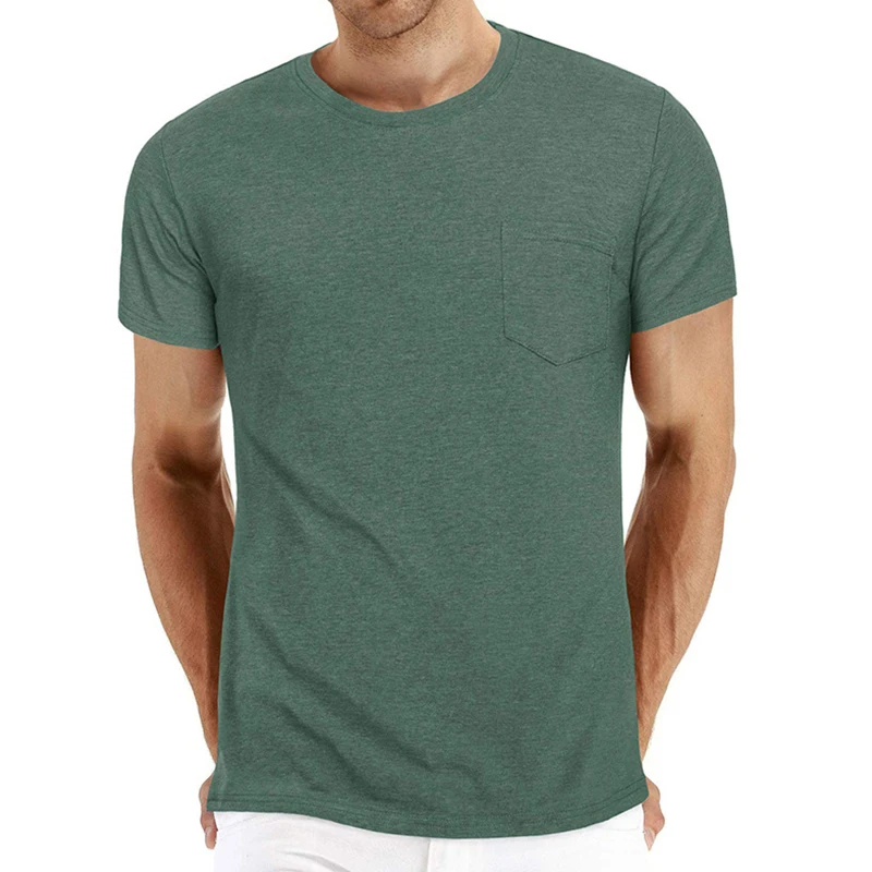 

Summer Men's Fashion Pullover T-shirt 2021 Solid Color Top Men Short-sleeved Round Neck Breathable Handsome All-match