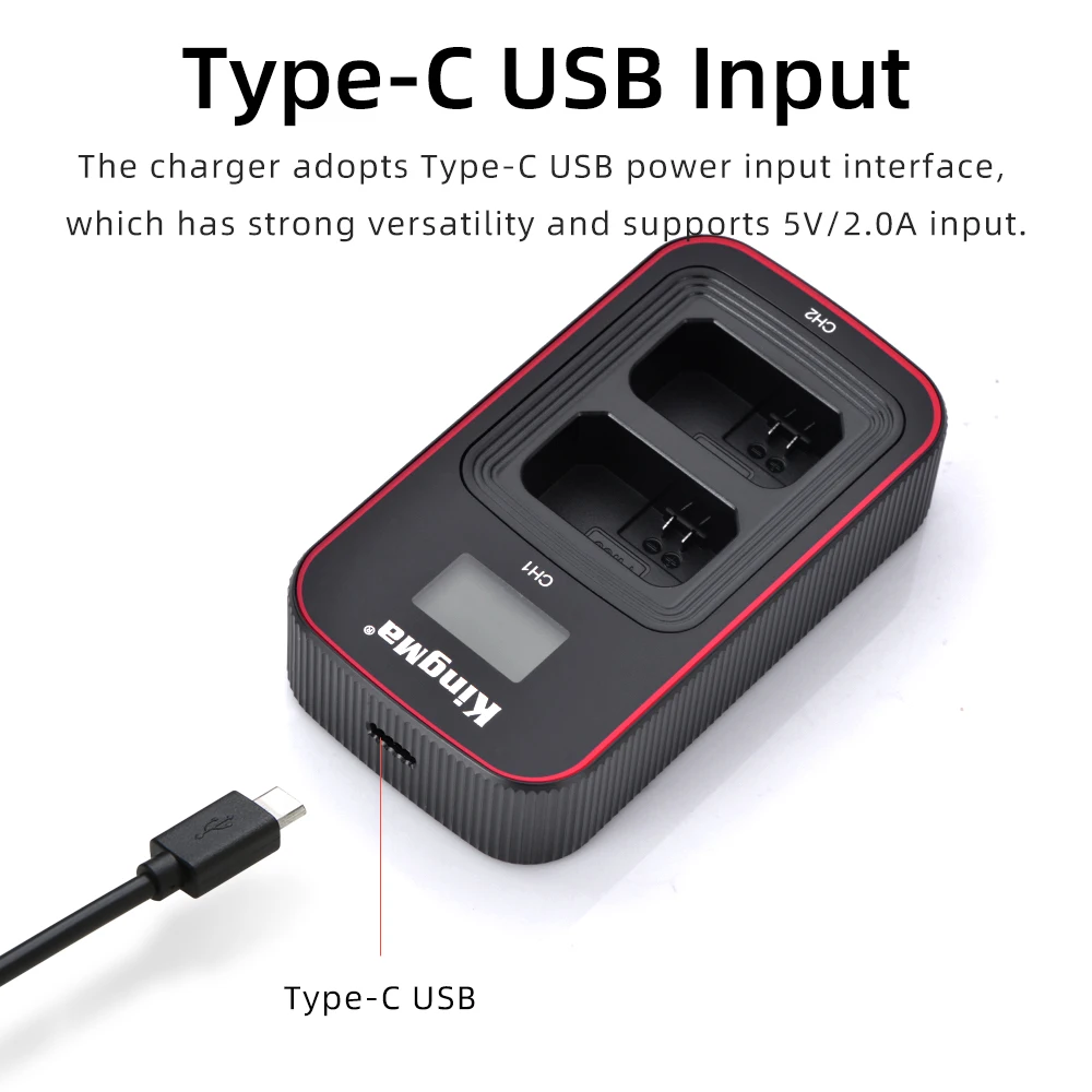 KingMa NP-FW50 bateria LCD ładowarka z podwójnym portem USB dla Sony ZV-E10 A7 A7II A7S A7R A7RII A6000 A6300 A6400 A6500 RX10M2 NEX-7 ładowarka