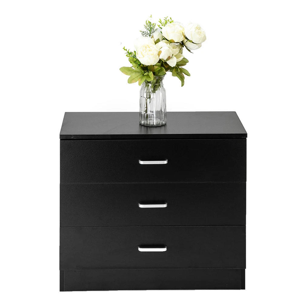 3 Drawers Black White Wood Chest of Drawers Side Cabinet  Bedside Nightstands Coffee Table File Cabinets Bedroom Storage Drawer