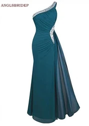 ANGELSBRIDEP One-Shoulder Mermaid Evening Party Gowns Vestidos De Festa Sexy Side Split Crystal Formal Prom Dresses Hot