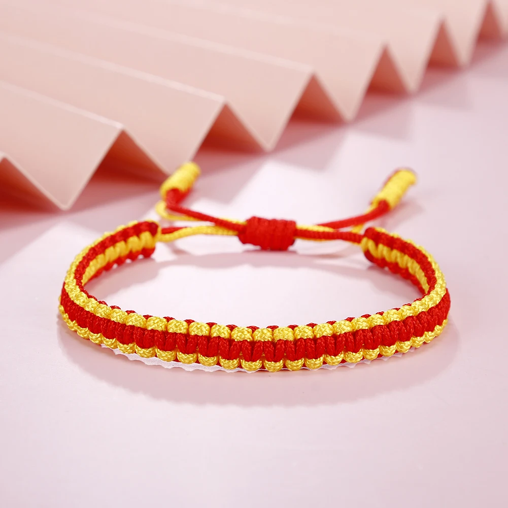 Bracelets tressés bouddhistes tibétains, chaîne rouge, nœud réglable, fait à la main, bijoux de poignet, cadeaux pour amour, bonne chance