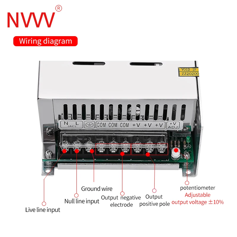 Imagem -05 - Fonte de Alimentação de Comutação Nvvv Fonte Transformador Conversor para Rd6018 800w 65v 12.3a ca 110 220v para dc 12v 24v 36v 48v