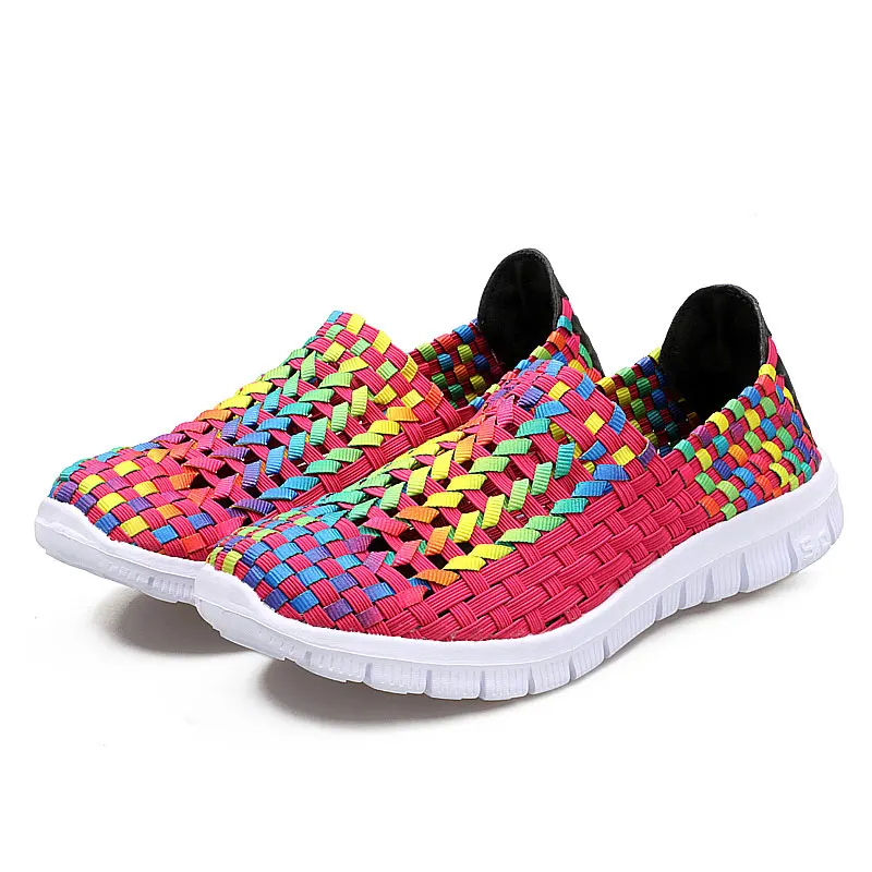 BeckyWalk Handmade Woven Shoes Women Casual Shoes Slip On Breathable Flat Sneakers Spring Autumn Women Flats Loafers WSH2917