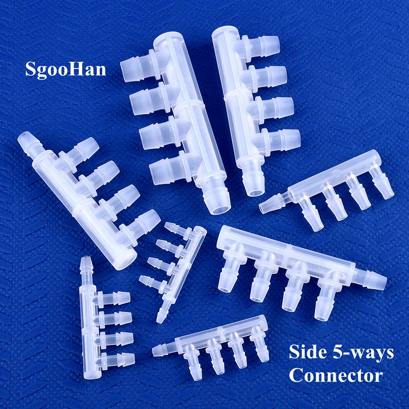 5~200Pcs/lot 2.4~9.5mm PP Side 5-Ways Connector Equal Dia Aquarium Tank Air Pump Hose Joint Irrigation System Pipe Pagoda Joints