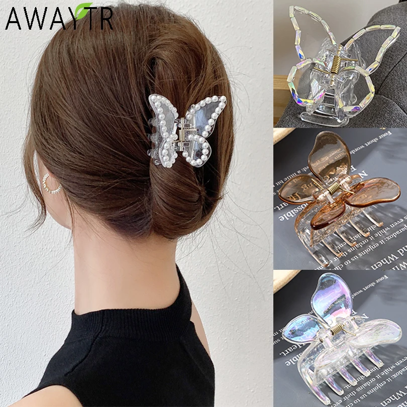 Transparent Butterfly Hair Claws Hairpin Cute Grabs Barrettes Hairgrips For Women Girls Sweet Styling Tools Hair Accessories2022