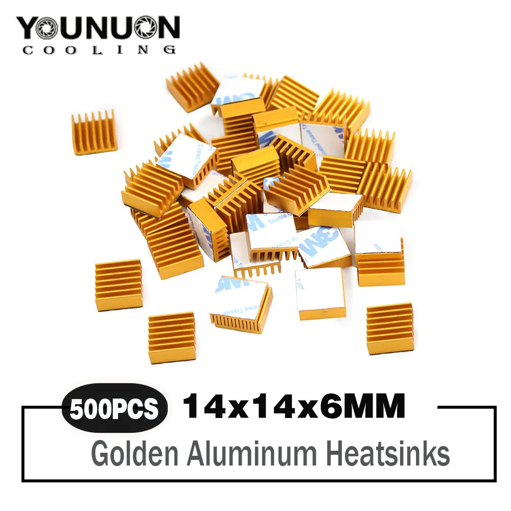 

500Pcs 14x14x6mm Golden Cooling Heatsinks Cooler MOS Heatsink VGA Card Aluminum Radiator