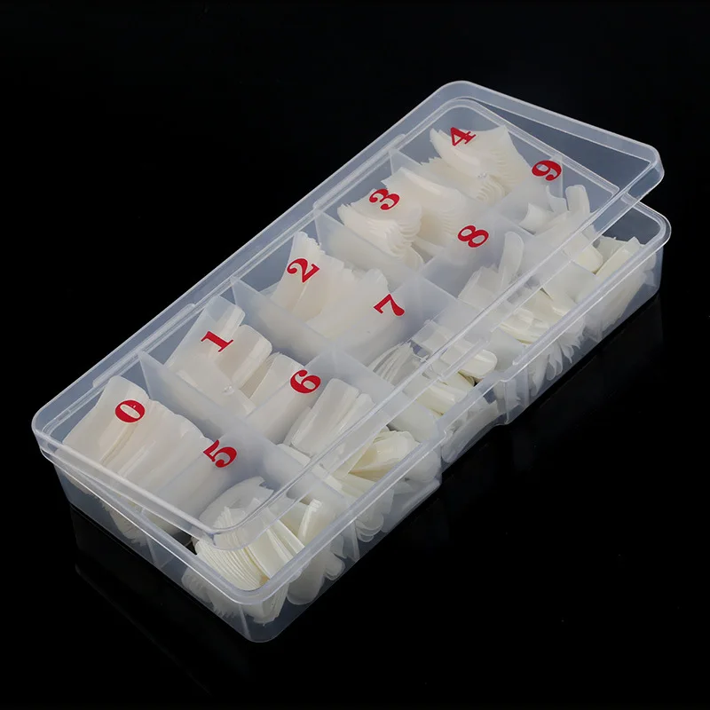 Full Cover Artificial Nail Tips, Colored Ballets, Acrylic Transparent Nail Capsules, French Manicure False Nails, 500Pcs per Box