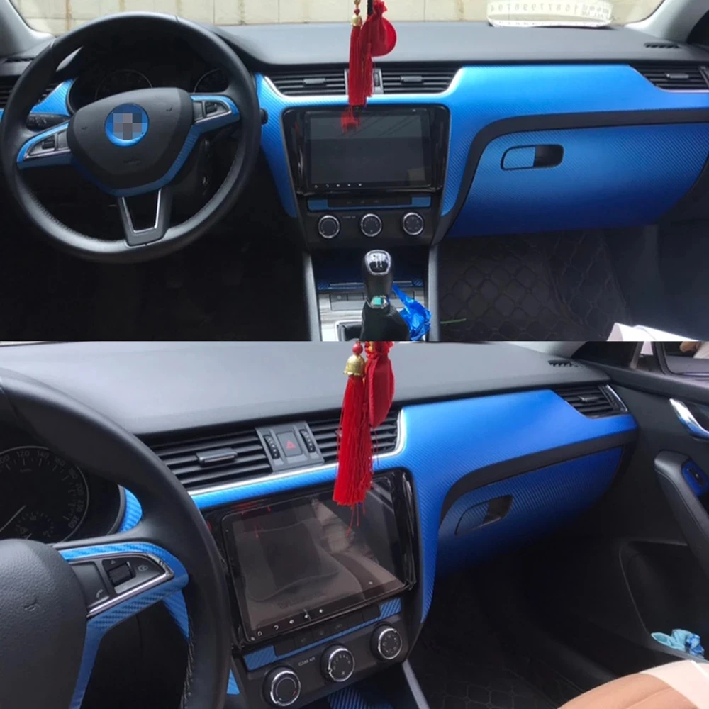 Car Interior Accessories 5D Carbon Fiber Sticker For Skoda Octavia 2015-2019 Internal Central Control Panel Door Handle Styling view 6